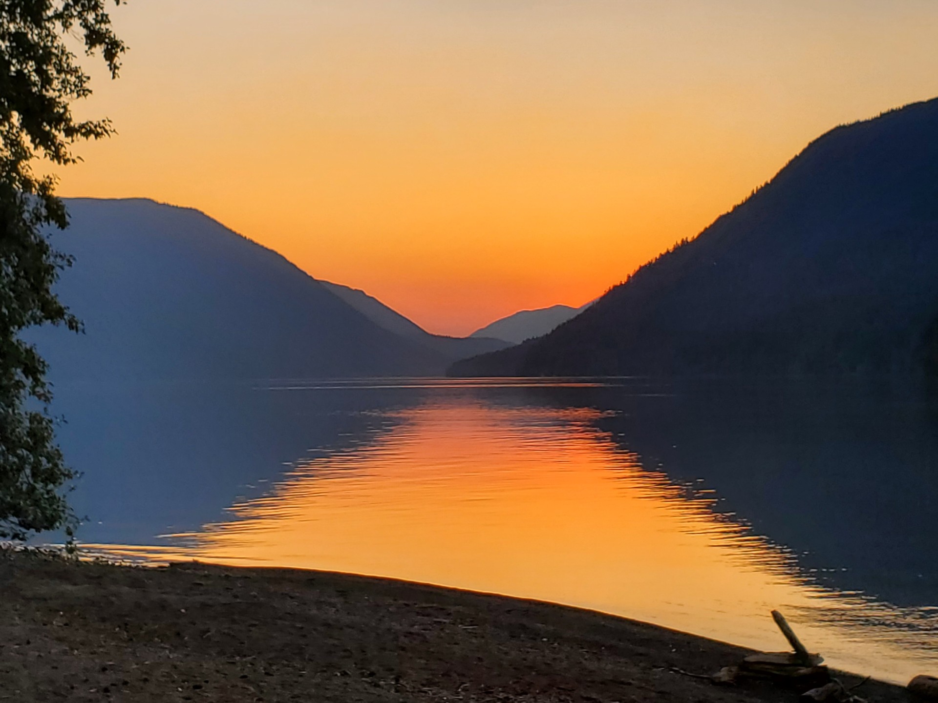 Reflection of sunlight on a lake.